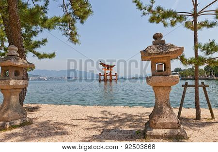 Floating Torii Gate Of Itsukushima Shrine, Japan. Unesco Site