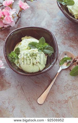 Matcha Mint Chip Ice Cream