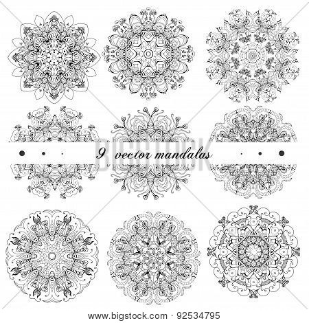Set mandalas. Round Ornament Pattern. Vintage decorative elements.
