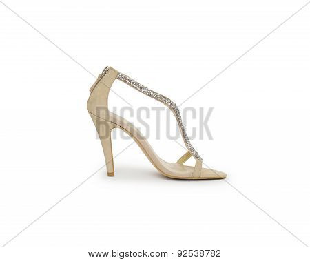 Biege High Heel Shoes Isolated On White