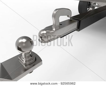 Car Tow Ball And Trailer Isolated On White