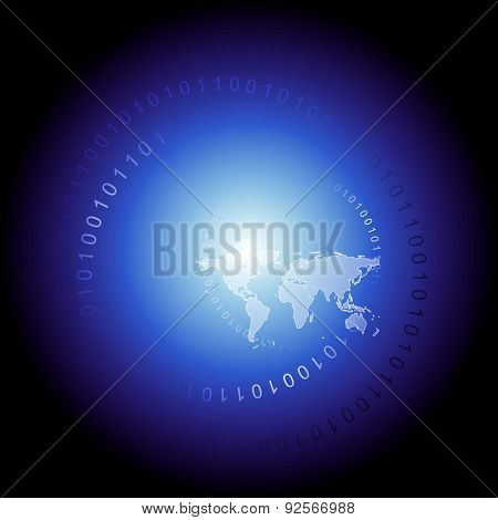 Dark blue map tech design. Abstract vector background