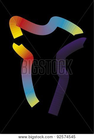 Color Abstract Composition From Multicolored Strips  On Black Background.