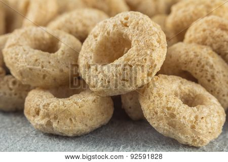 Close up macro shot of heart healthy oat cereal