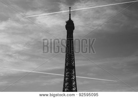 Black And White Image Of The Eiffel Tower