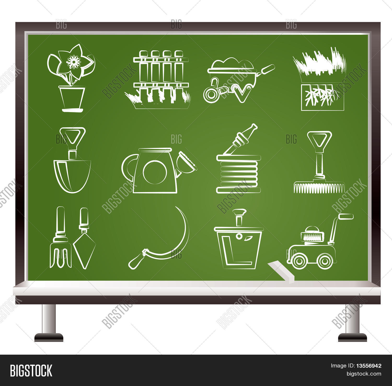 Painted Chalk Garden Vector & Photo (Free Trial) Bigstock