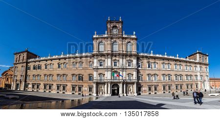 MODENA ITALY - APRIL 27 2016: Ducal Palace of Modena was the residence of the Este Dukes of Modena between 1452 and 1859. It currently houses the Italian Military Academy.