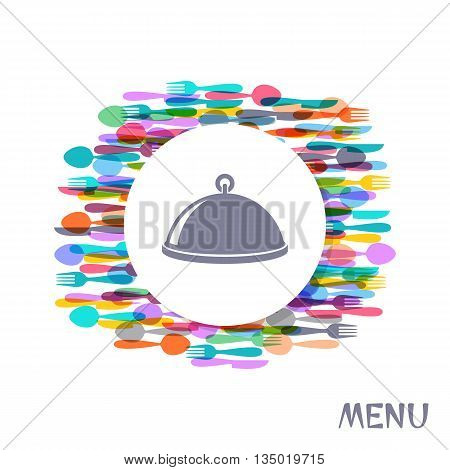 Restaurant menu cover design with colorful cutlery signs