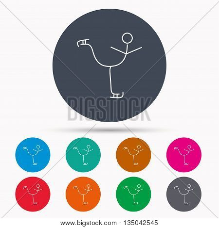 Figure skating icon. Professional winter sport sign. Icons in colour circle buttons. Vector