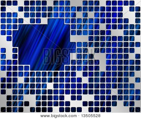 Blue Under Metal Grid, place for text