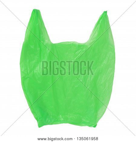 Green Plastic Bag Empty Isolated On White