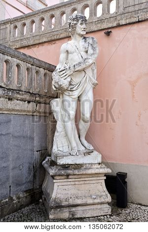 OEIRAS, PORTUGAL - November 4, 2015: Detail of the statues in the entrance courtyard of the Palace of Oeiras on November 4, 2015 in Oeiras, Portugal