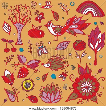 summer day elements set. stock vector. cartoon