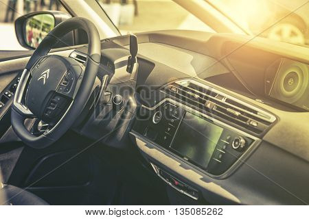 Wroclaw, Poland, May 28, 2016: Close Up On Citroen C4 Picasso Sterring Wheel On Motoshow On May 28,