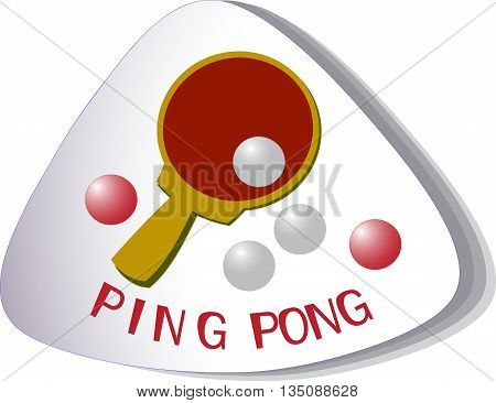 Vector icon. Racket for table tennis and balls.