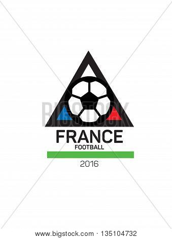 Football or soccer  logo. French tricolor. The concept of soccer logo, symbol, sign. Triangular pyramid and ball