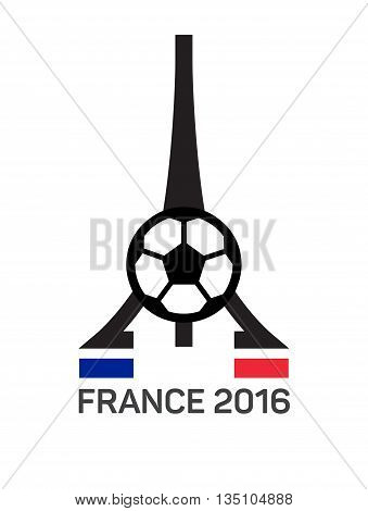 Football or soccer  logo. Eiffel Tower Logo Paris. Icon design. Vector Illustration. The concept of soccer logo, symbol, sign.