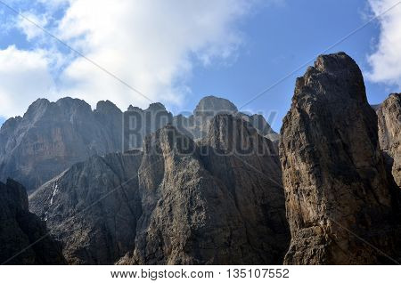Gardena Pass in the dolomite mountain unesco