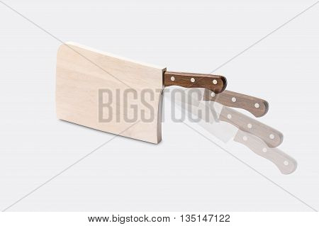 Keep kitchen knife on a cutting board