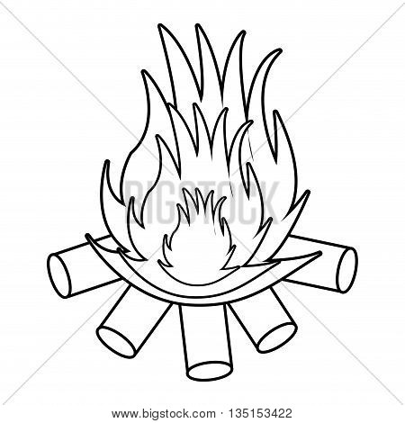 wooden logs with flame over isolated background, vector illustration