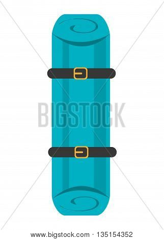 blue stretcher with black and yellow stripes over isolated background, first aid concept, vector illustration