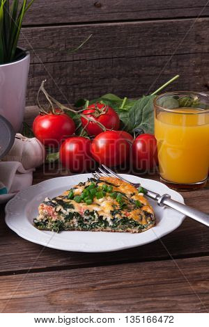 Frittata With Spinach, Tomatoes And Cheese