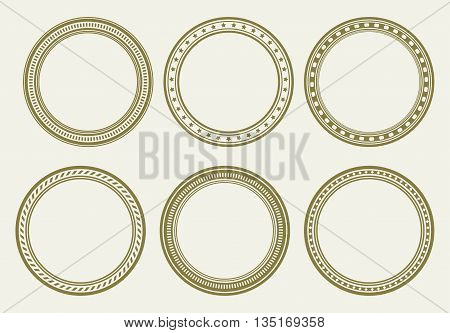 Set of six vector decorative round frames