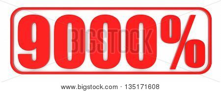 Discount 9000 Percent Off. 3D Illustration.