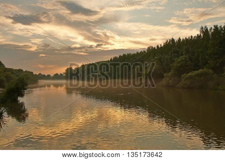 River twilight landscape