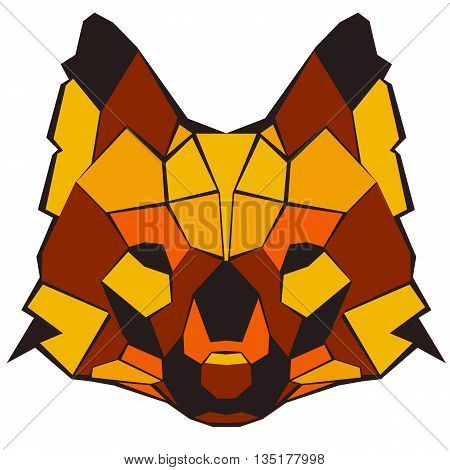 Red Wolf. Geometric vector hand drawn illustration