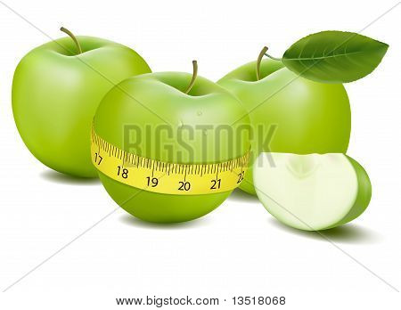 Fond avec apple mesuré le compteur, la pomme de sport (avec le texte de l'échantillon). Illustration vectorielle