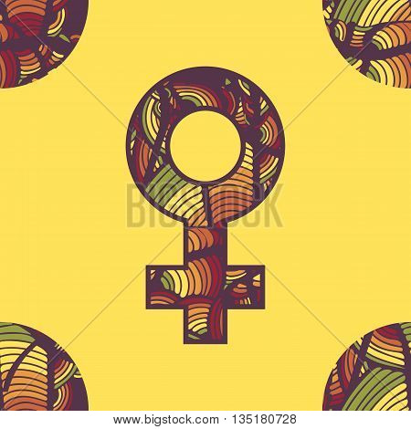 Bright yellow orange red and green Venus symbol