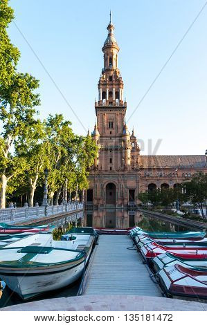 A view of Spain Square in Seville Spain