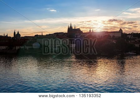 Prague cathedral, castle and Vitava river