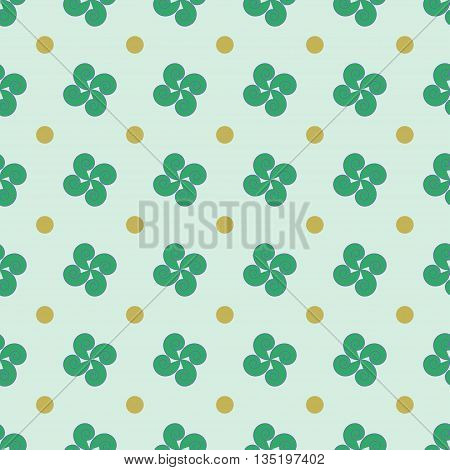 Polka dot and flower geometric seamless pattern. Fashion graphic background design. Modern stylish abstract texture. Template for prints textiles wrapping wallpaper etc VECTOR illustration