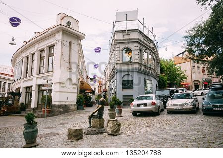 Tbilisi, Georgia - May 19, 2016: Famous Shardeni And Rkinis Rigi Street In Tbilisi, Georgia