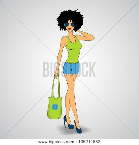 image of a fashionable girl with luxuriant hair