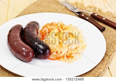 Black Pudding Kaszanka with Sauerkraut Studio Photo