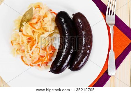 Black Pudding Kaszanka with Sauerkraut Studio Photo