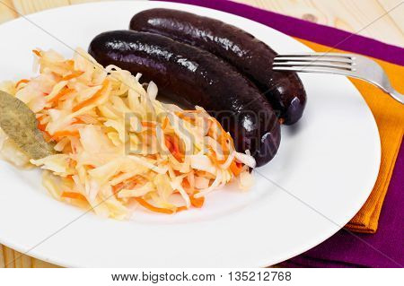 Black Pudding Kaszanka with Sauerkraut Studio Photo