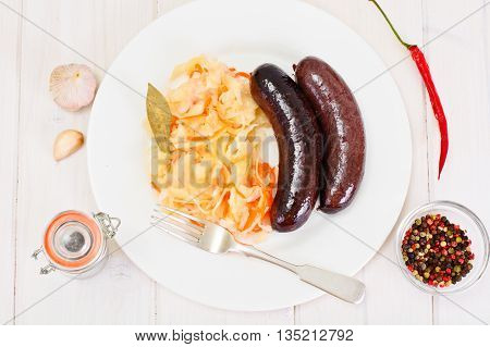Black Pudding Kaszanka with Sauerkraut Studio Photo