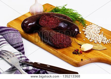 Black Pudding Kaszanka with Sauerkraut Studio Photo