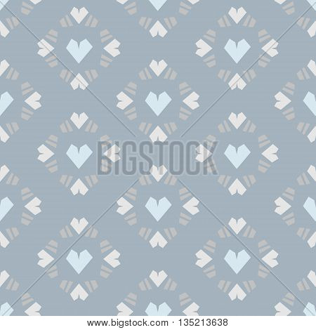 Seamless vector pattern heart tile on blue background