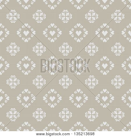 Seamless vector pattern heart tile on khaki background