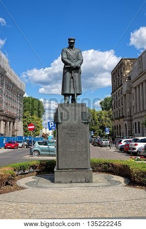Warsaw, Poland - June 11: Monument to Polish Marshal Jozef Pilsudski on June 11, 2016 in Warsaw, Poland