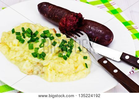 Mashed Potatoes and Black Pudding Kaszanka Studio Photo