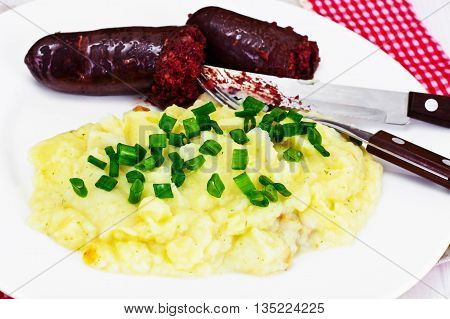 Mashed Potatoes and Black Pudding Kaszanka Studio Photo