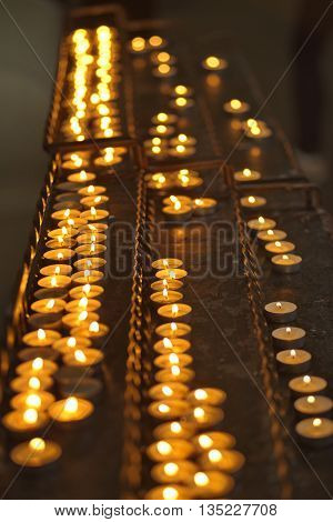 Candles light in the main catholic church