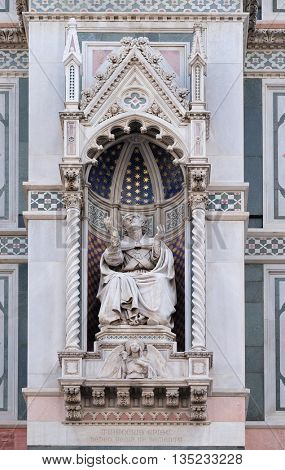 FLORENCE, ITALY - JUNE 05: Bishop Agostino Tinacci, Portal of Cattedrale di Santa Maria del Fiore (Cathedral of Saint Mary of the Flower), Florence, Italy on June 05, 2015