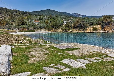 Panorama to Archaeological site of Aliki, Thassos island,  East Macedonia and Thrace, Greece